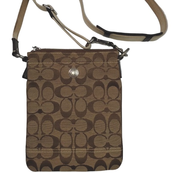Coach Bags Signature Coach Canvas Crossbody Emblem Logo Purse
